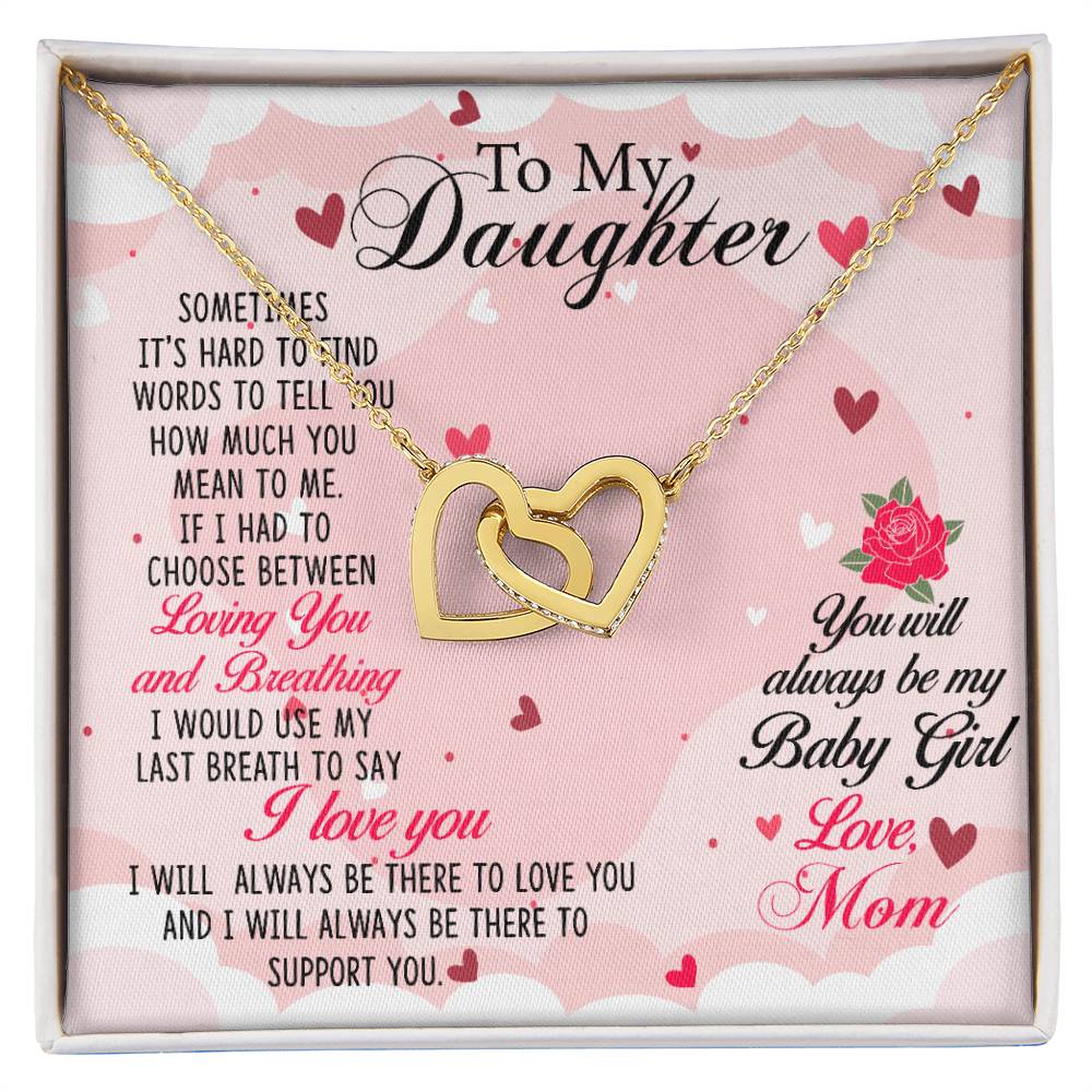 Daughter Always My Baby Girl Interlocking Hearts Necklace
