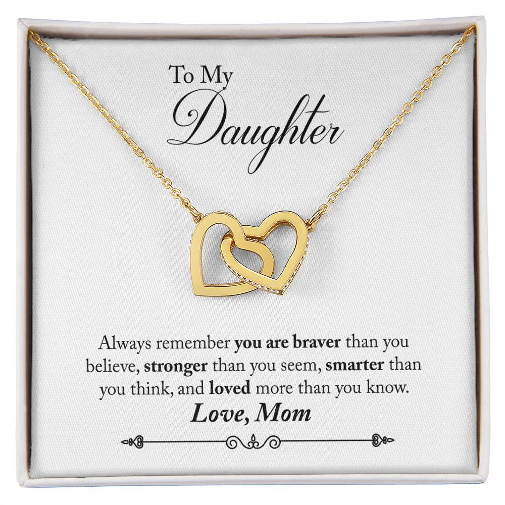 Daughter Always Remember Interlocking Hearts Necklace