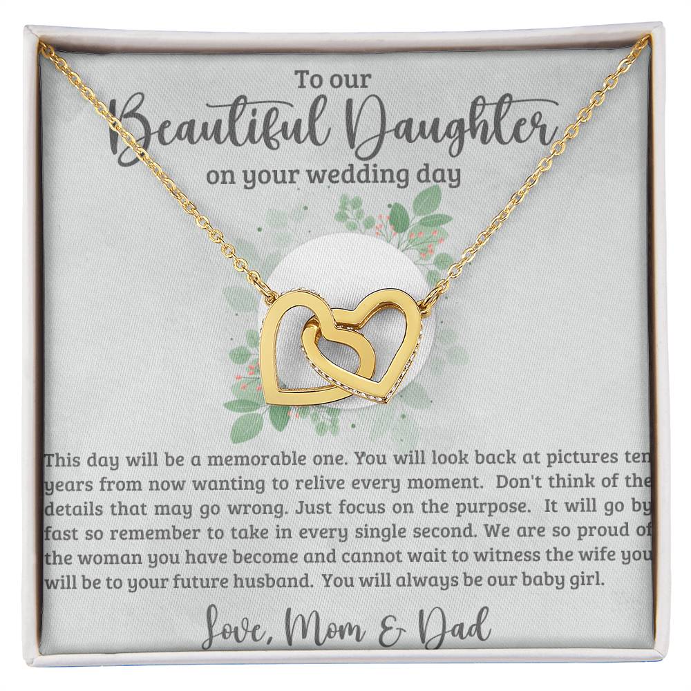 Beautiful Daughter on Your Wedding Day Interlocking Hearts Necklace