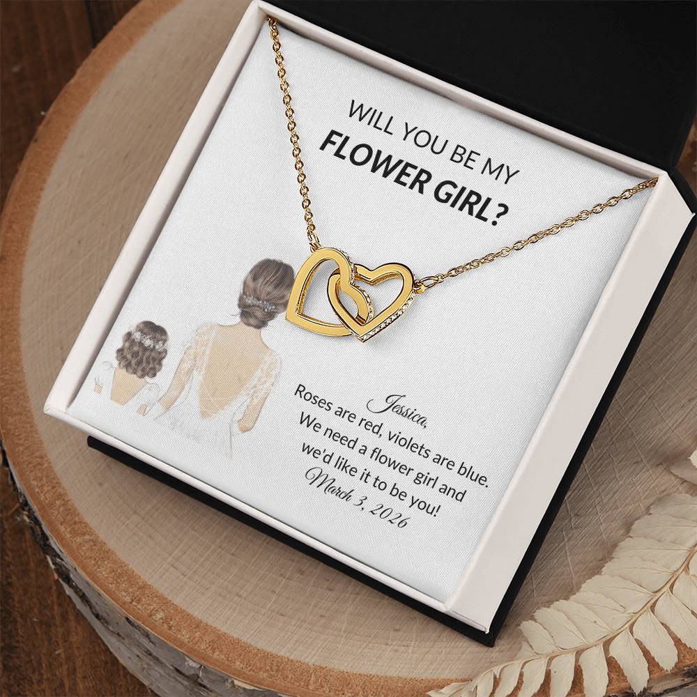 Personalized Flower Girl Proposal Card Necklace Gift