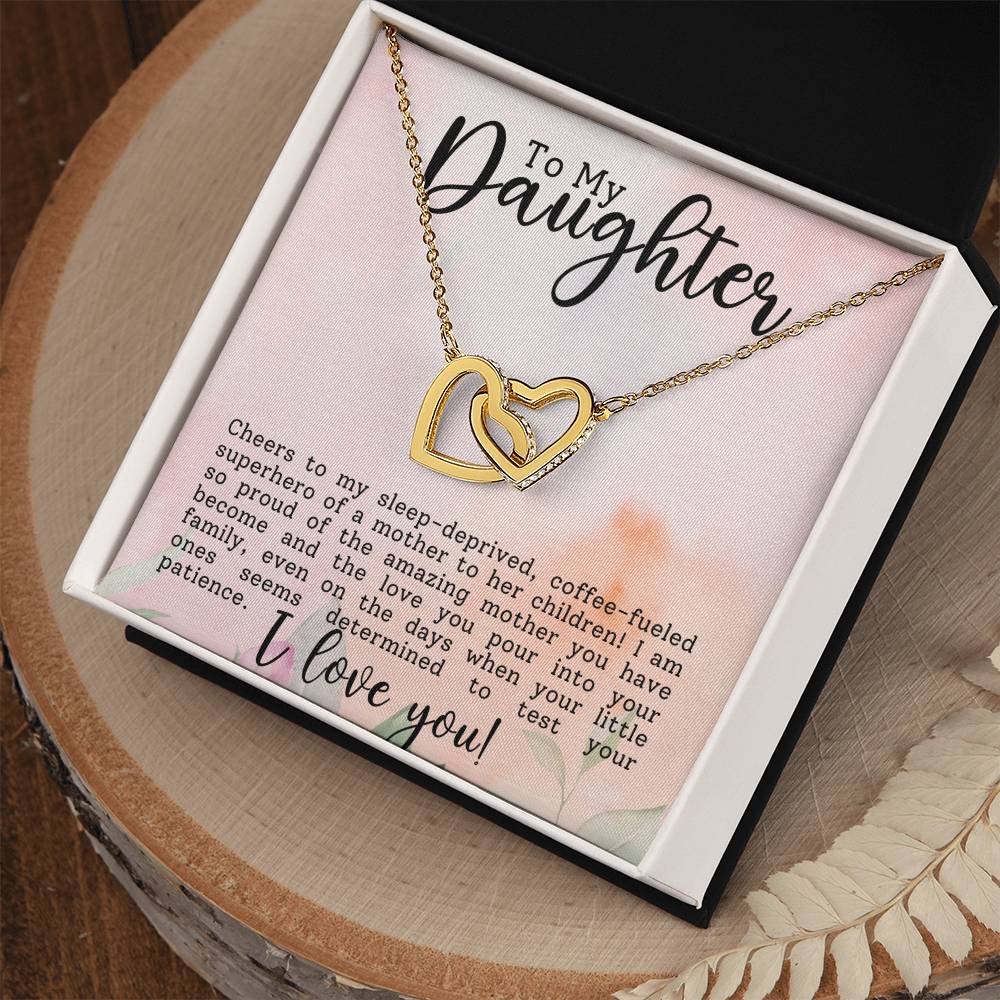 Daughter Superhero Interlocking Hearts Necklace