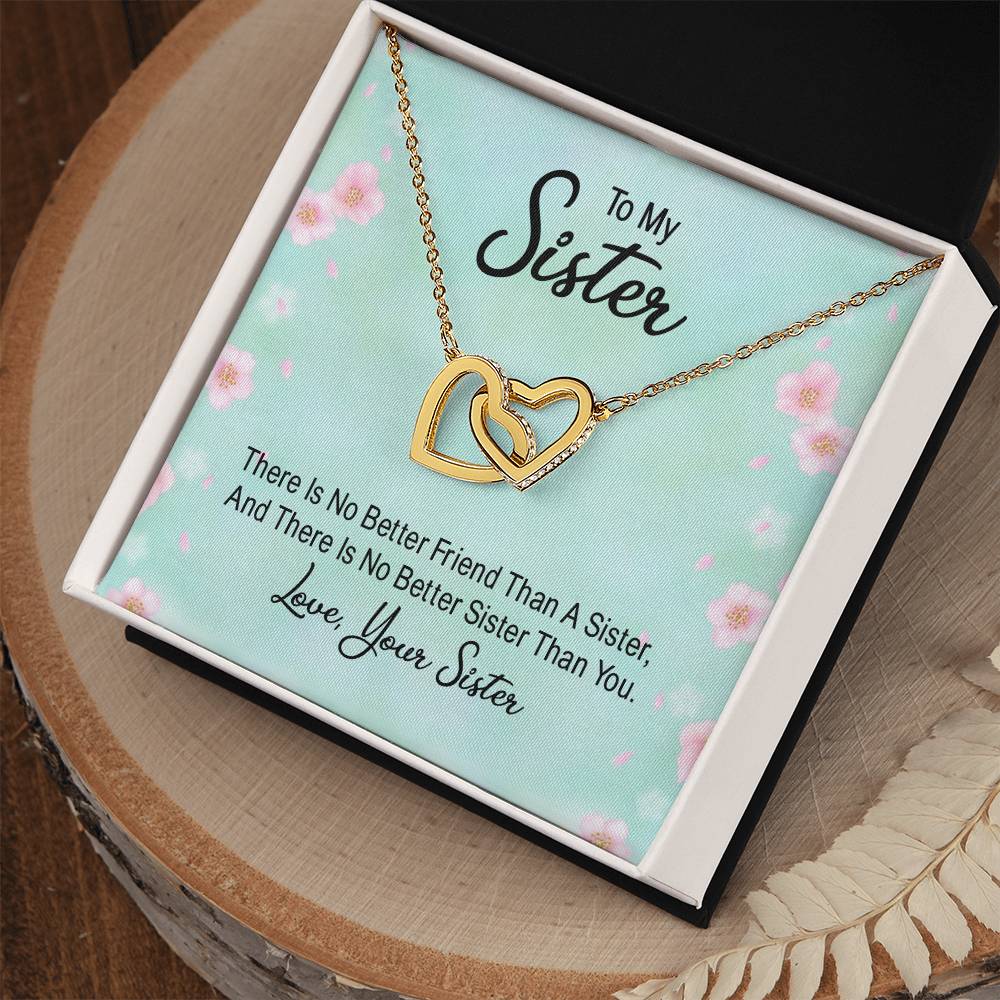 No Better Friend than a Sister Interlocking Hearts Necklace