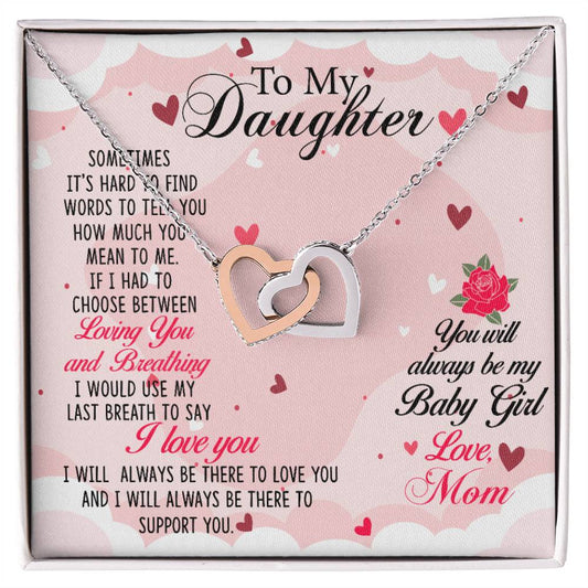 Daughter Always My Baby Girl Interlocking Hearts Necklace