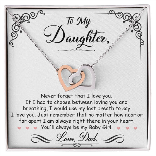 Daughter My Baby Girl  Interlocking Hearts Necklace