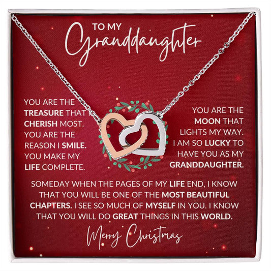 Granddaughter Christmas Interlocking Hearts Necklace Gift