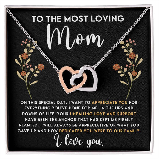Mom Dedication Interlocking Hearts Necklace