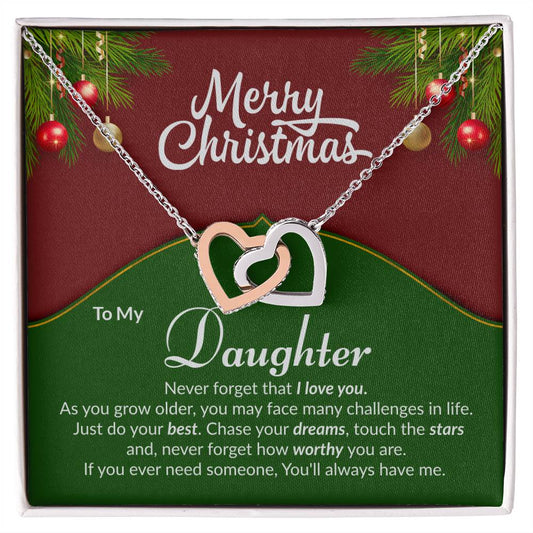 Daughter Interlocking Heart Necklace Christmas Gift