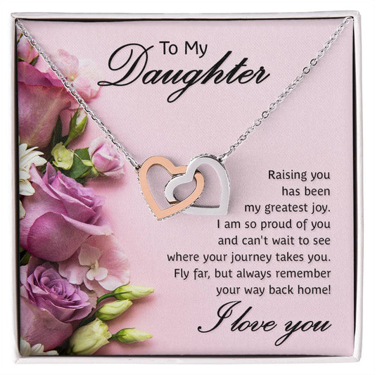 Daughter Proud Interlocking Hearts Necklace