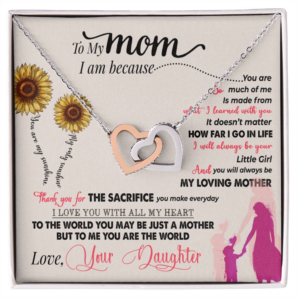 Mom You Are My Sunshine Interlocking Hearts Necklace