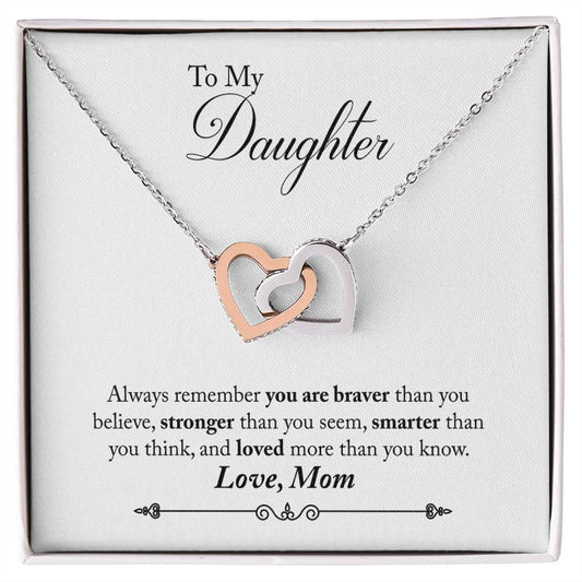 Daughter Always Remember Interlocking Hearts Necklace