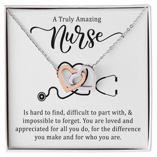 Truly Amazing Nurse Interlocking Hearts Necklace