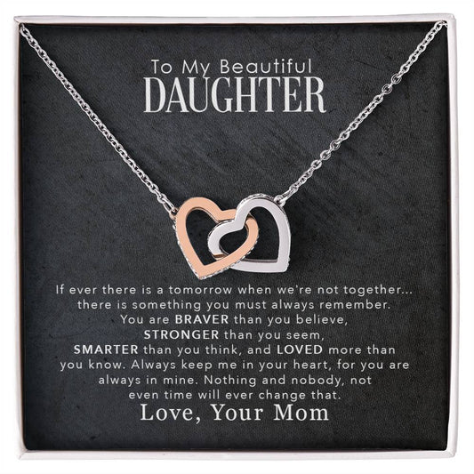 To My Daughter Love You More Than You Know  Interlocking Hearts Necklace