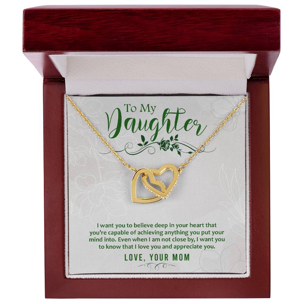 Daughter Believe Interlocking Hearts Necklace