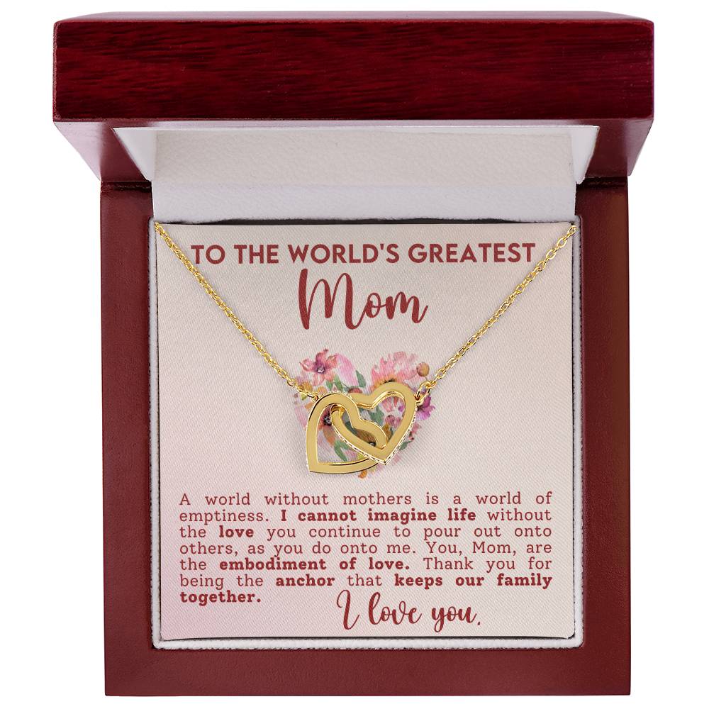 World's Greatest Mom Interlocking Hearts Necklace