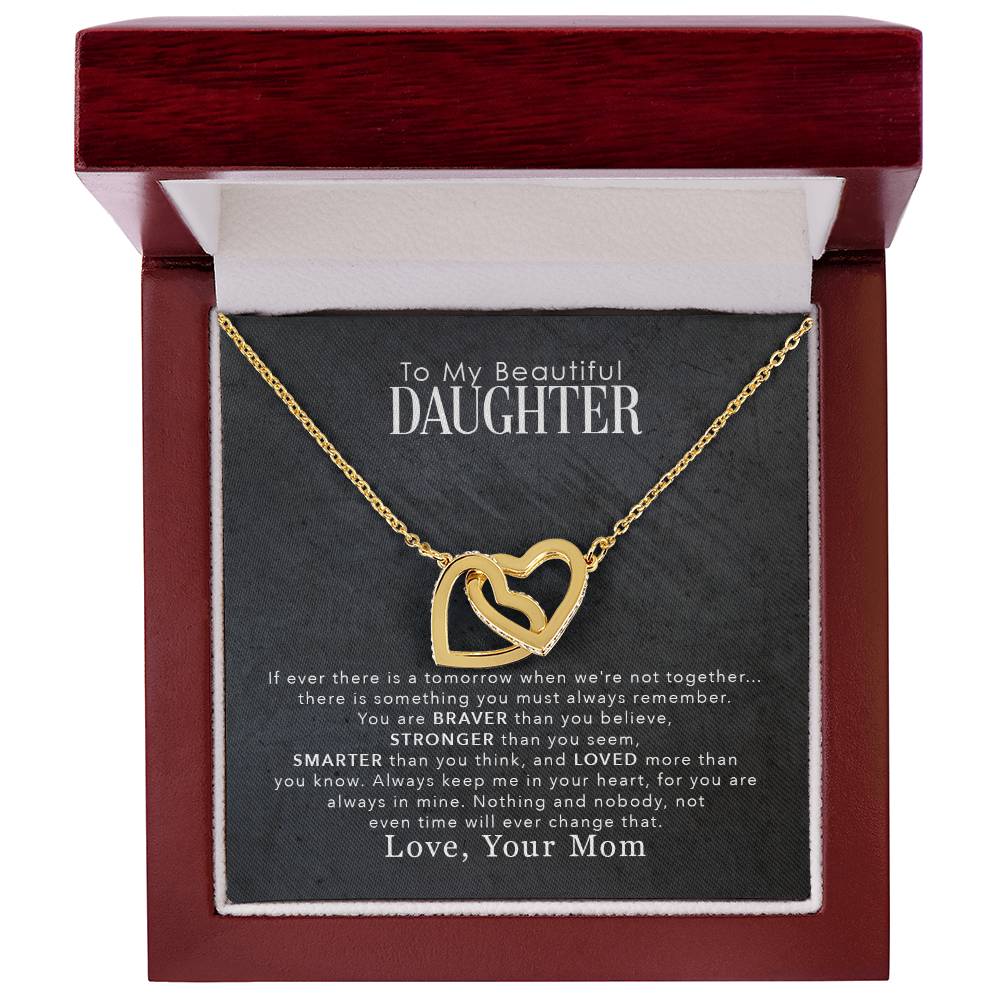 To My Daughter Love You More Than You Know  Interlocking Hearts Necklace