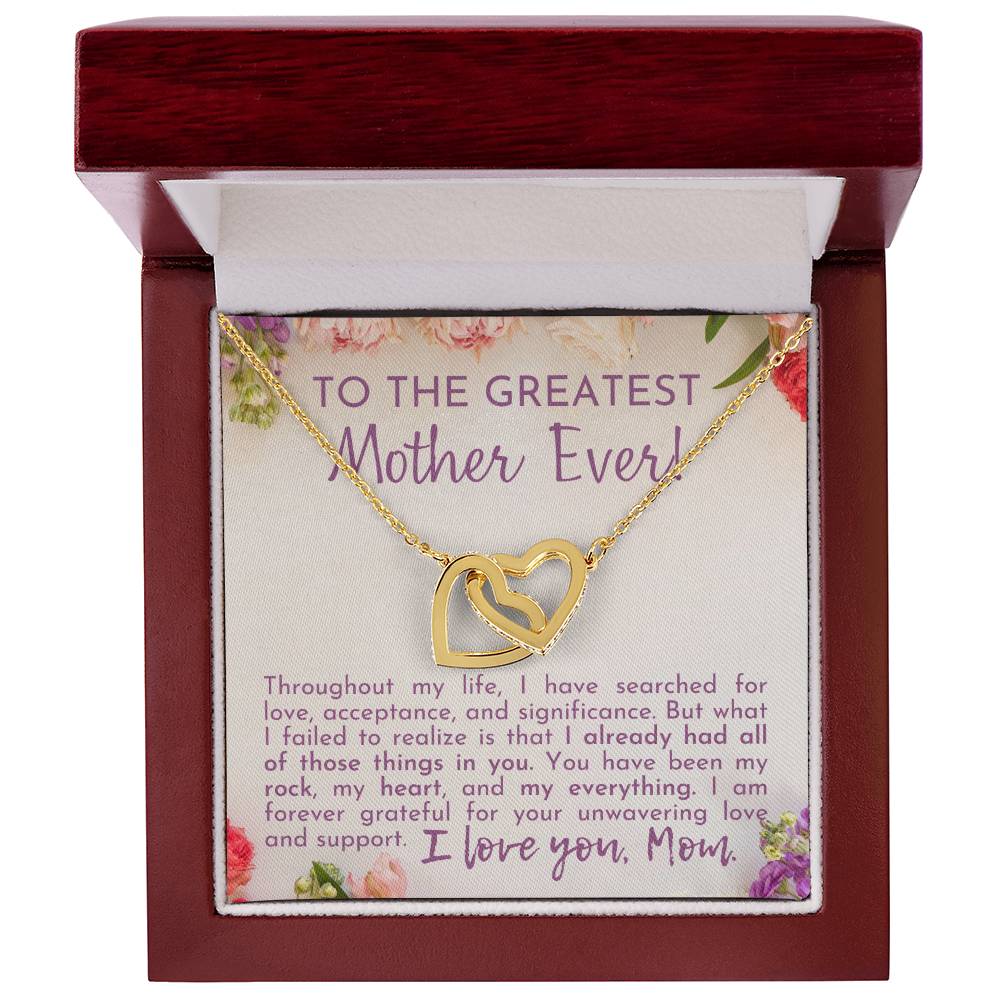 Greatest Mother Ever Interlocking Hearts Necklace