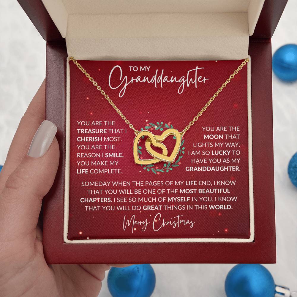 Granddaughter Christmas Interlocking Hearts Necklace Gift