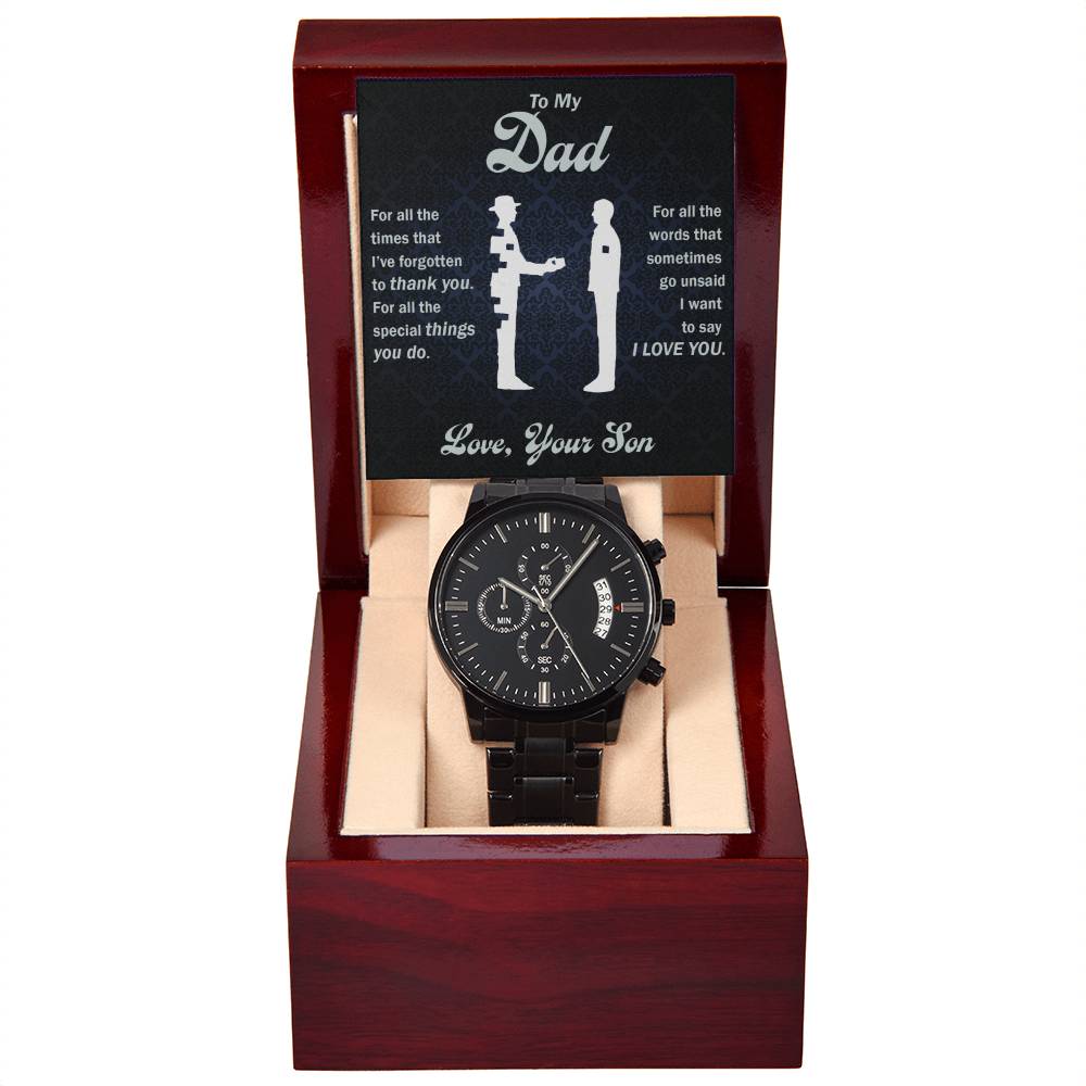 To My Dad Black Chronograph Watch Gift