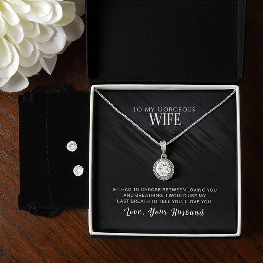 Wife Last Breathe Eteral Hope Necklace and Earring Set