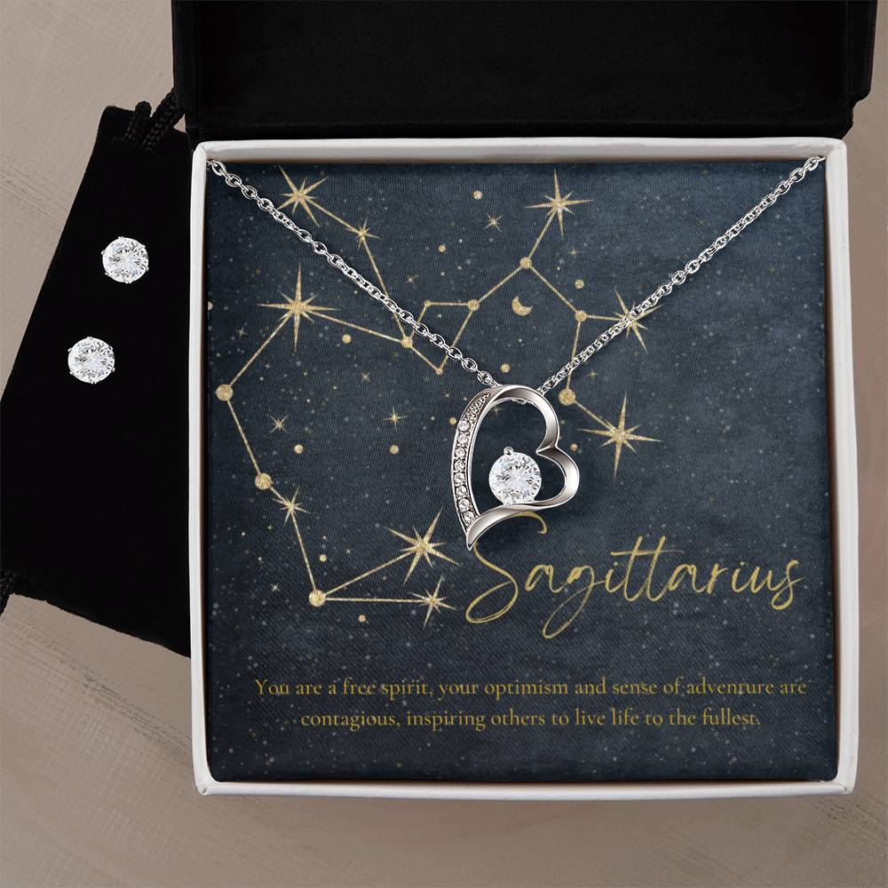 Sagittarius Heart Necklace and Earring Set