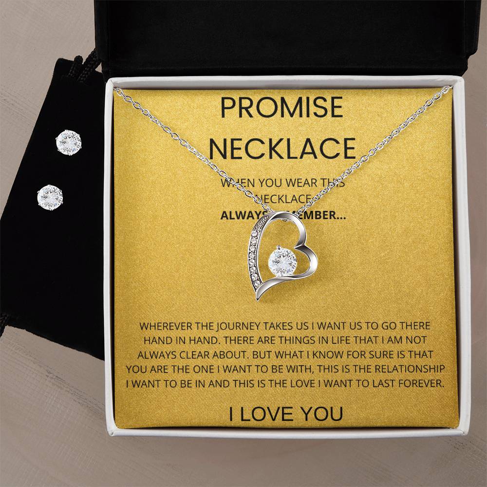Promise Necklace Heart Necklace and Earring Set