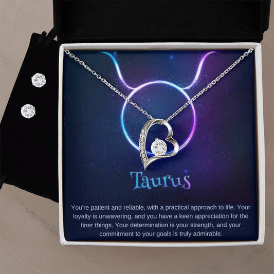 Taurus Heart Necklace and Earring Set