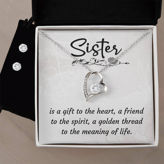 A Sister is A Gift Heart Necklace and Earring Set