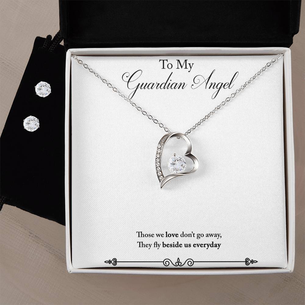 Guardian Angel Heart Necklace and Earring Set