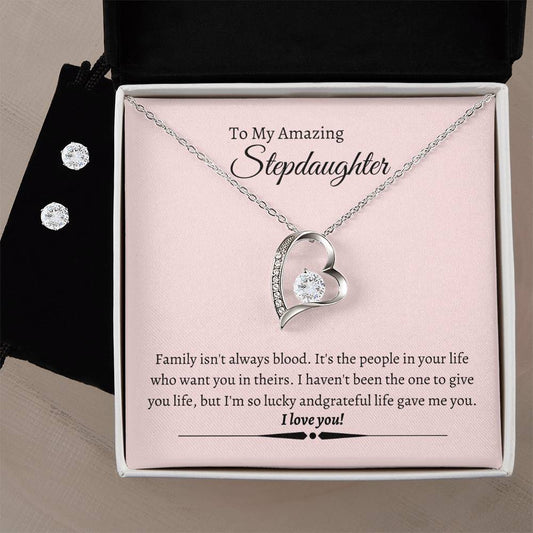 Stepdaughter Heart Necklace and Earring Set