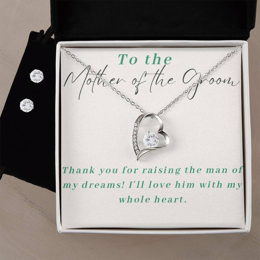 Mother of the Groom Heart Necklace and Earring Set