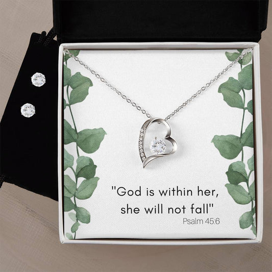 Sister in Christ Heart Necklace and Earring Set