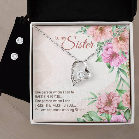 Sister Heart Necklace and Earring Set