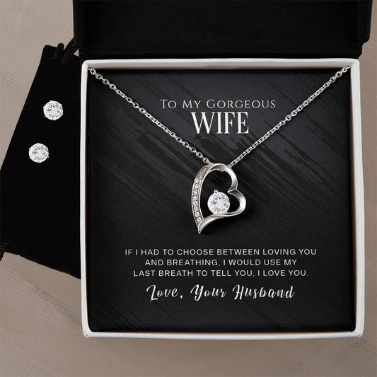 Wife Heart Necklace and Earring Set