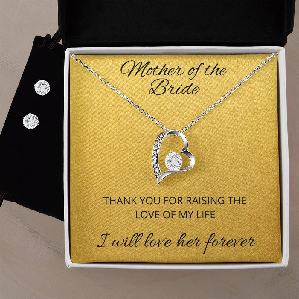 Mother of the Bride Heart Necklace and Earring Set