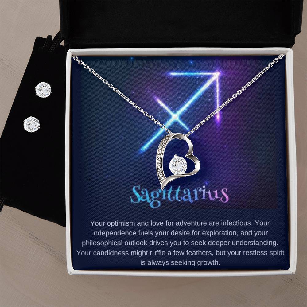 Sagittarius Heart Necklace and Earring Set
