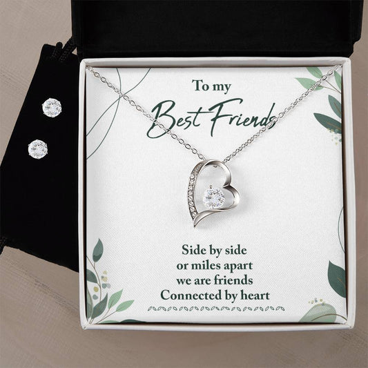 Best Friend Heart Necklace and Earring Set