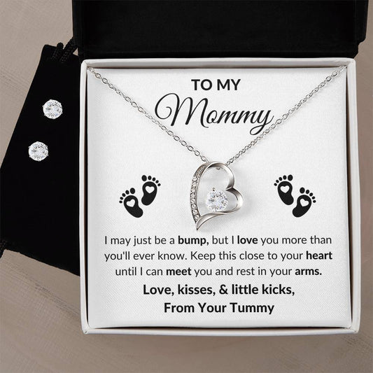 To My Mommy Heart Necklace and Earring Set