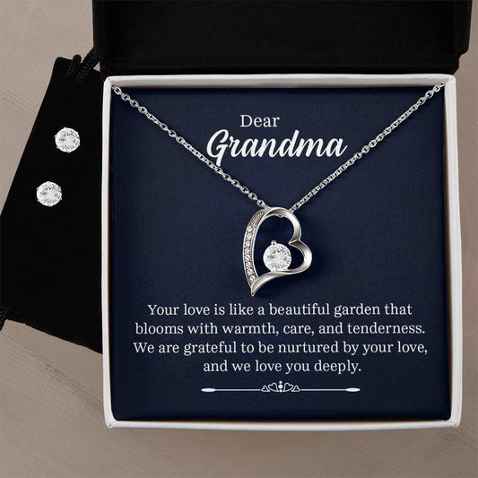 Grandma's Garden Heart Necklace and Earring Set