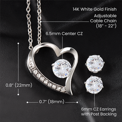 To My Wife Heart Necklace and Earring Set