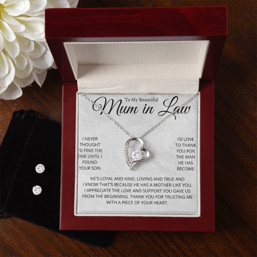 Mother in Law Heart Necklace and Earring Set