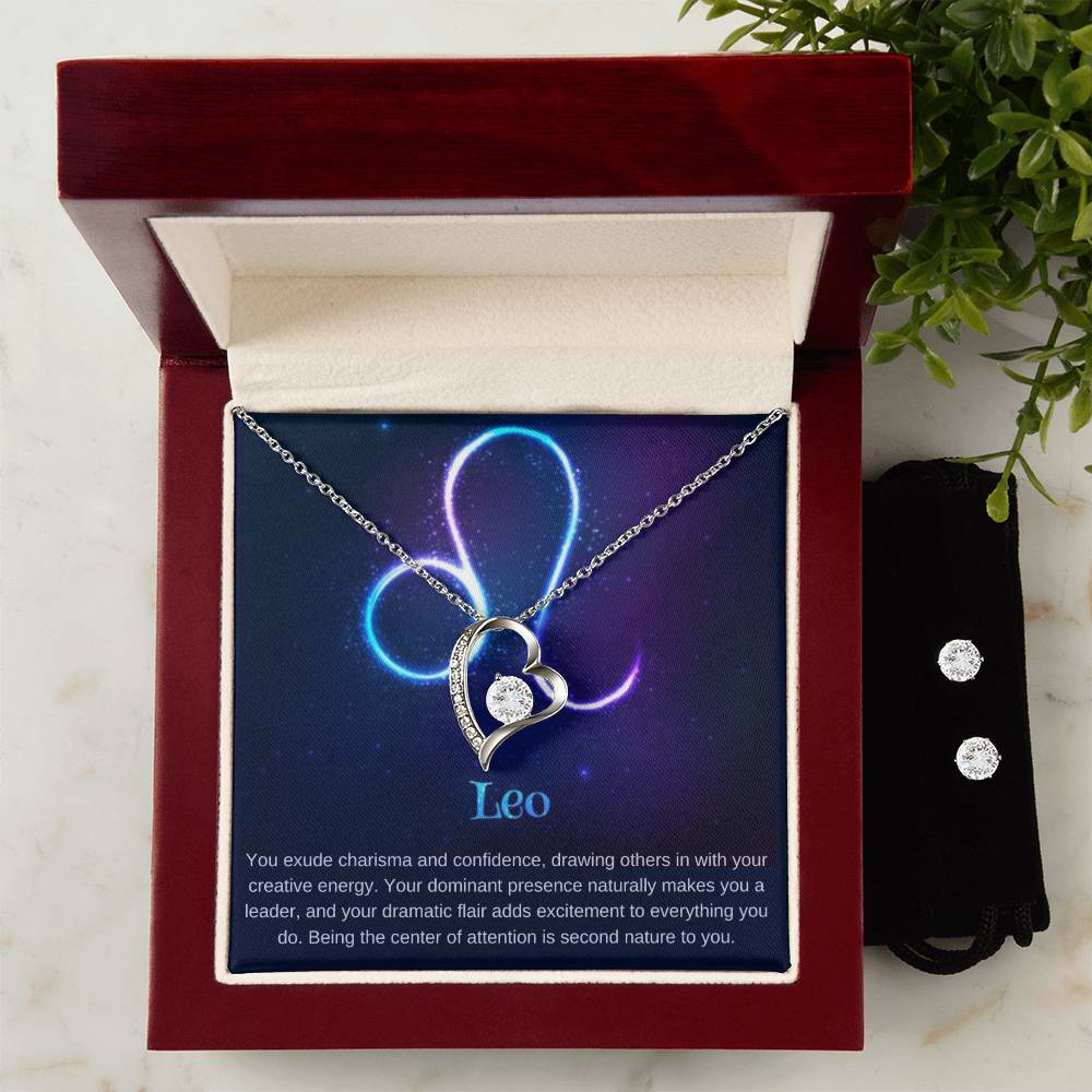 Leo Heart Necklace and Earring Set