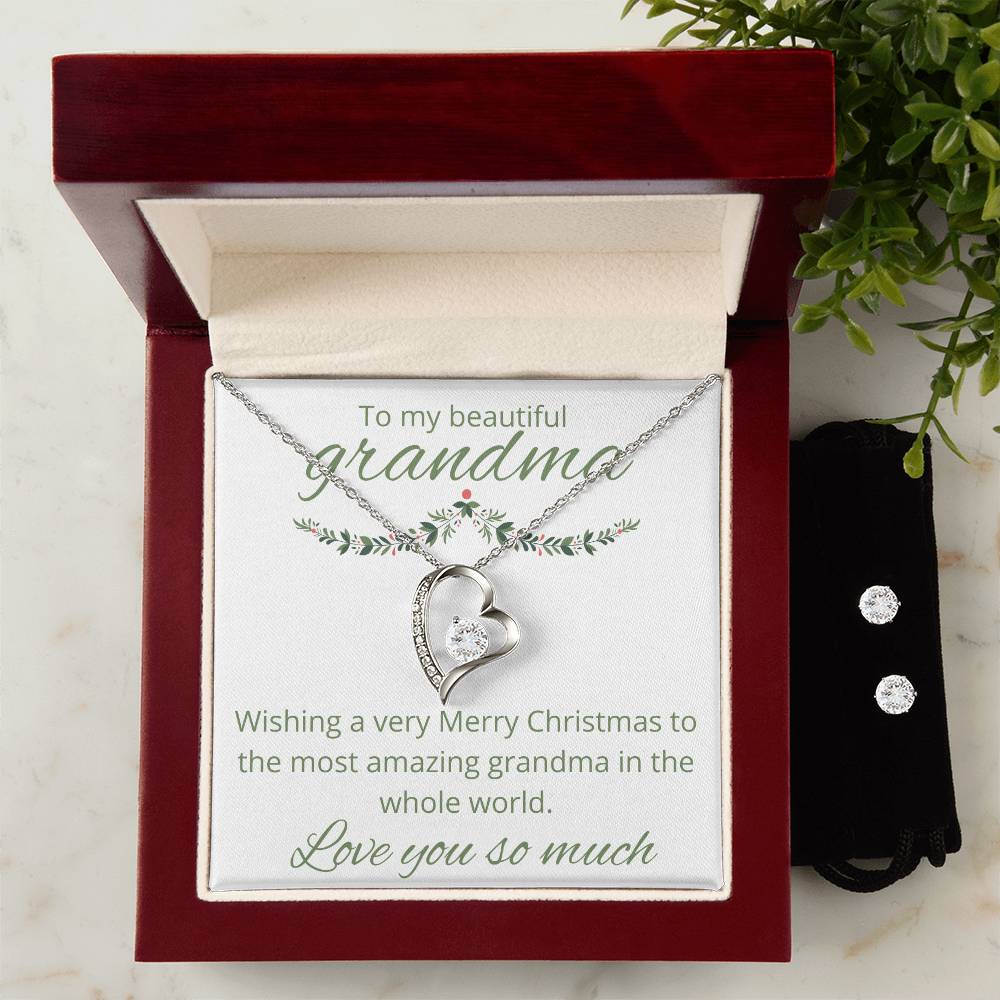 Grandma Heart Necklace and Earring Set