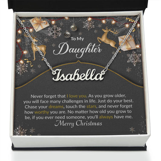 Merry Christmas Daughter - Personalized Name Necklace
