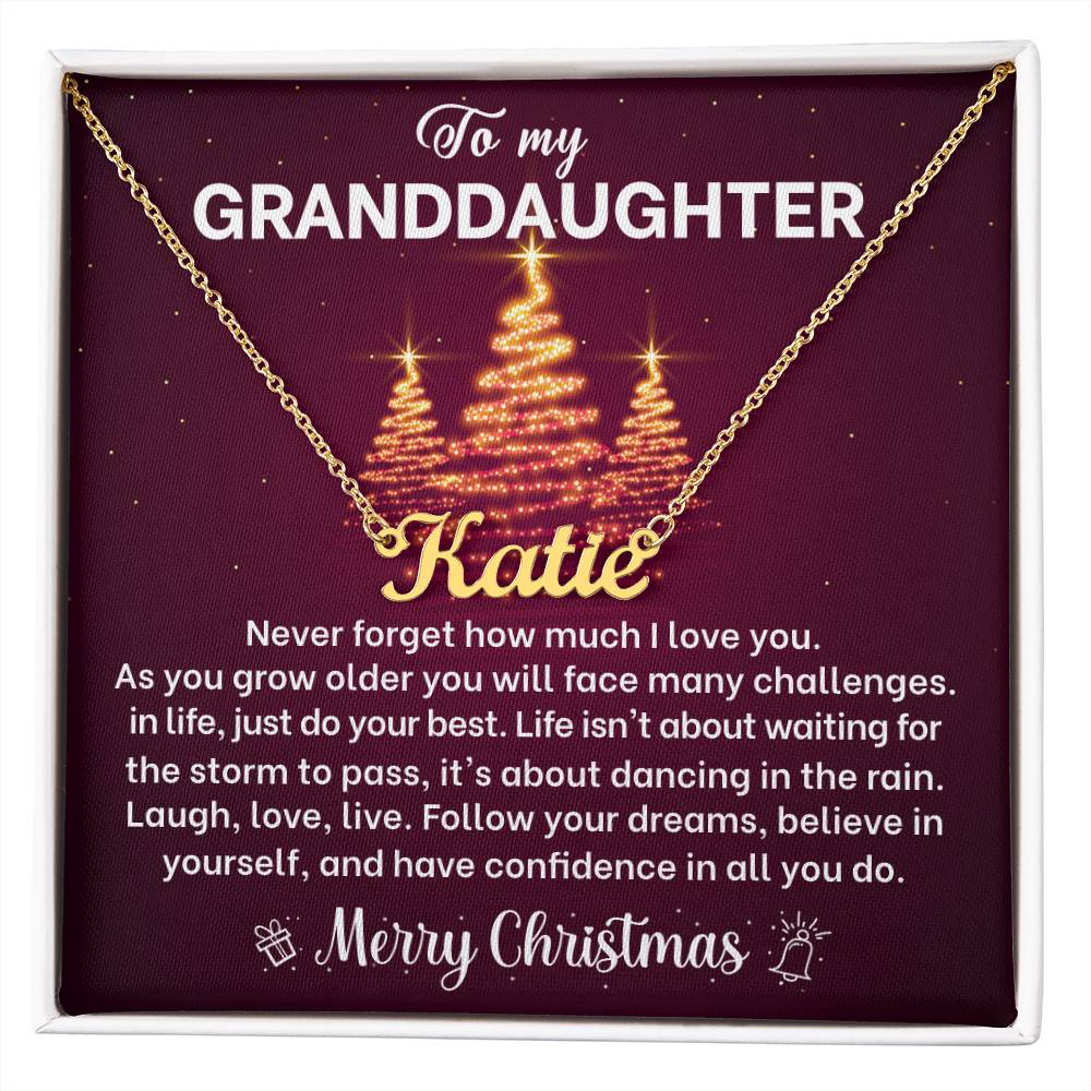 Merry Christmas Granddaughter Name Necklace Gift