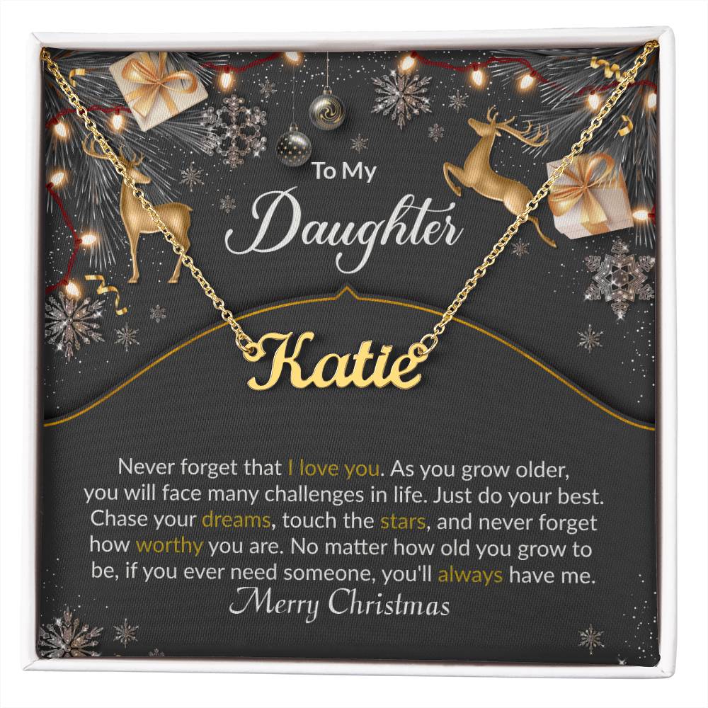 Merry Christmas Daughter - Personalized Name Necklace