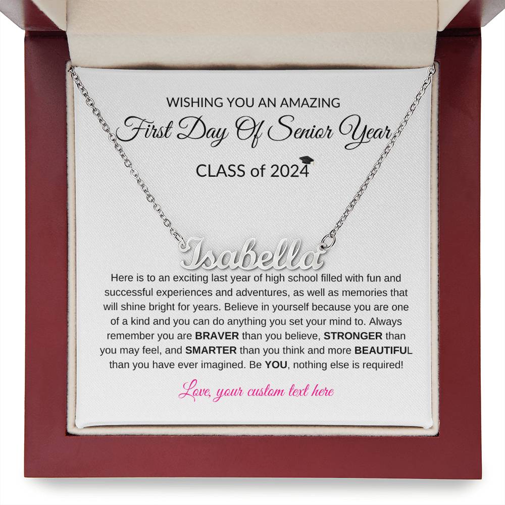 First Day of Senior Year - Class of 2024 - Personalized Name Necklace