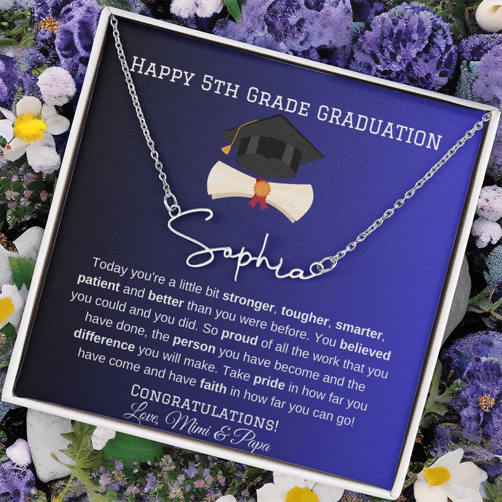 5th Grade Graduation Name Necklace Gift for Elementary School Grad