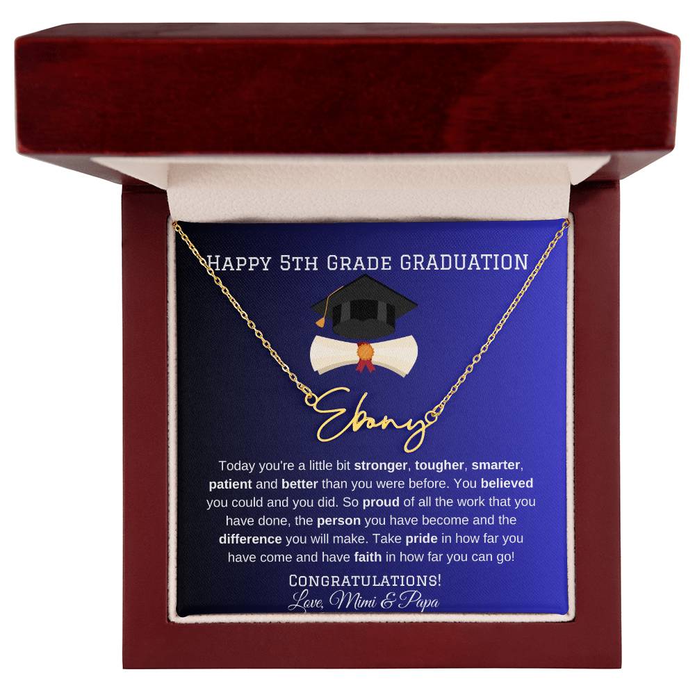 5th Grade Graduation Name Necklace Gift for Elementary School Grad