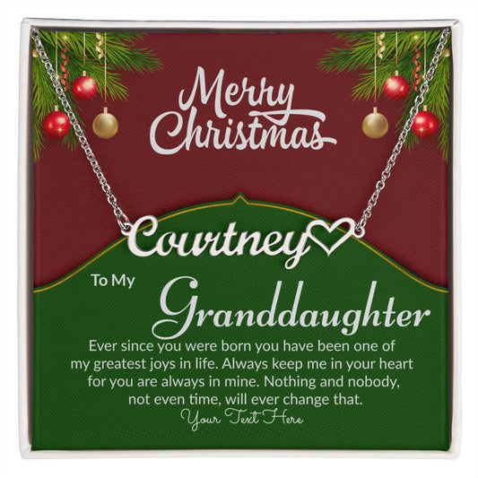 Merry Christmas Granddaughter Name Necklace