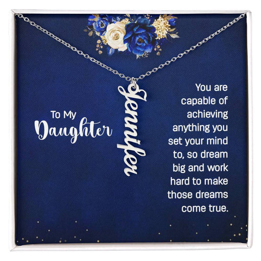 Daughter Achievement Vertical Name Necklace